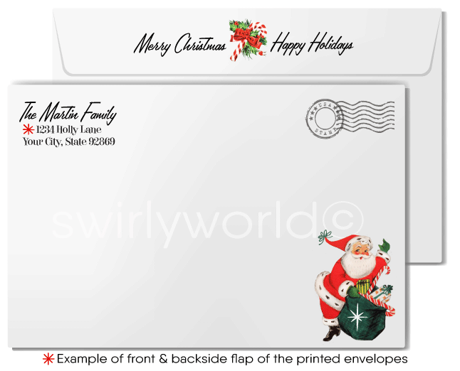 intage Atomic Age Christmas Card - 1960s Mid-Century Frosty the Snowman with Retro Tree, Starbursts & Snowflakes