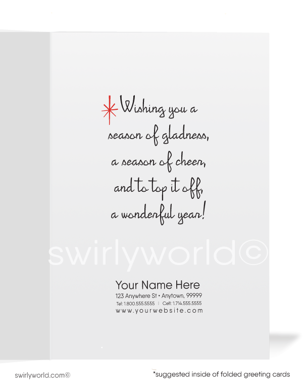 1950's vintage mid-century modern retro Merry Christmas holiday cards.