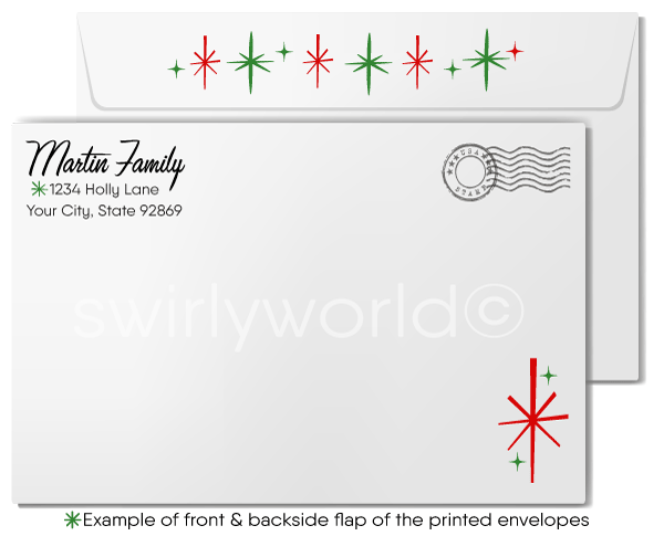 1950s Retro Vintage Mid-Century Modern Merry Christmas Holiday Cards