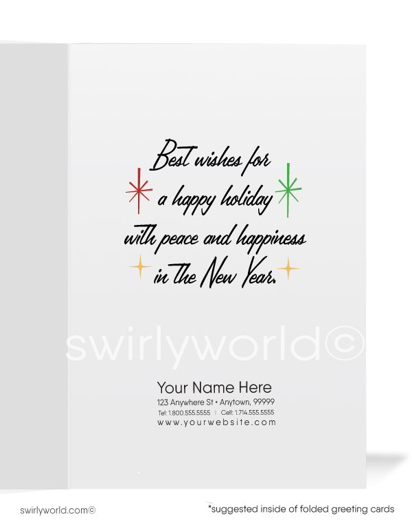 1950's vintage retro mid-century Merry Christmas holiday greeting cards.