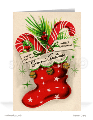 1950's vintage retro mid-century Merry Christmas holiday greeting cards.