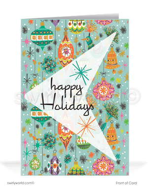 Atomic Mod Boomerang 1950s Mid Century Modern Starbursts Vintage Holiday Cards