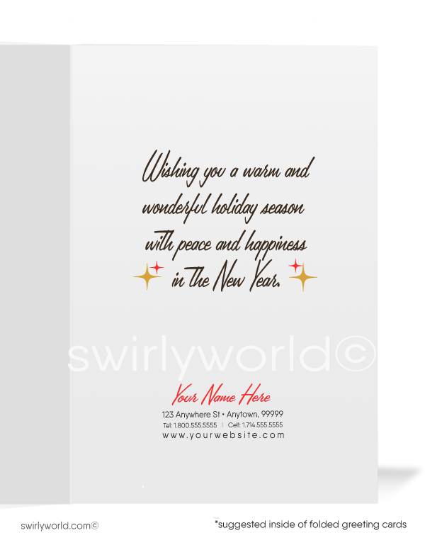 1960s Mid-Century Modern Vintage Candles Atomic Retro Christmas Holiday Card