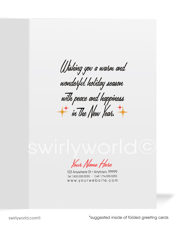 1950's Retro Vintage Mid-Century Ornaments  Starbursts Christmas Holiday Cards