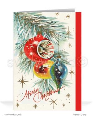 rare vintage christmas cards Vintage Christmas Card - Swirly World Designs 1960s Ornaments