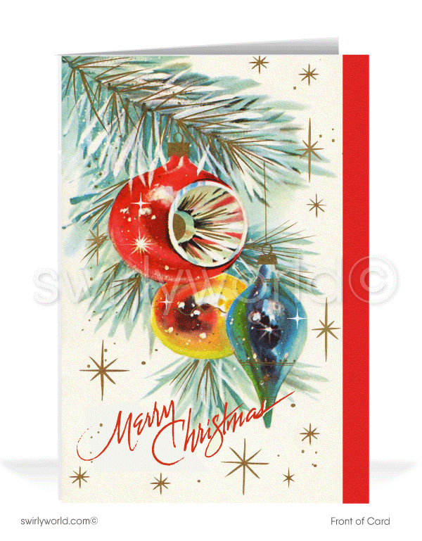 1950's Retro Vintage Mid-Century Ornaments  Starbursts Christmas Holiday Cards
