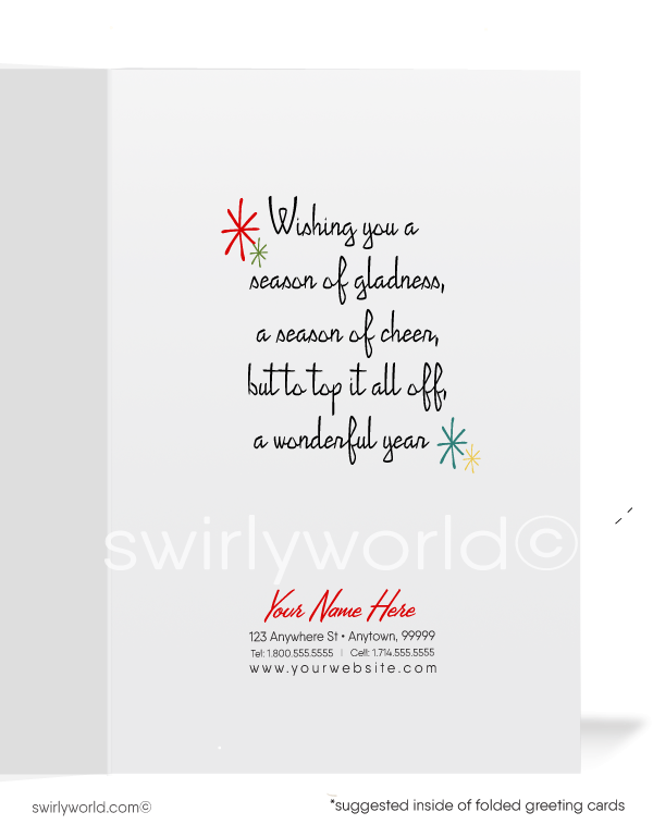 1940s - 1950s Retro Vintage Merry Christmas Holiday Cards for Women