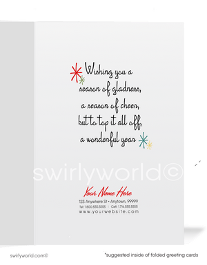 Vintage Christmas Cards - Retro Holiday Cards with Mid-Century Typography & Starburst Design