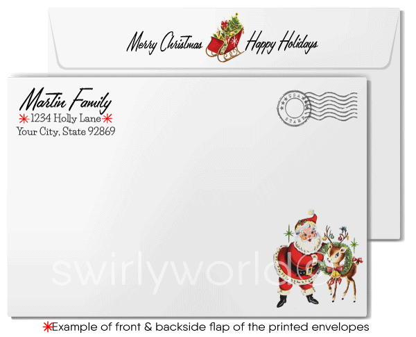1940s - 1950s Retro Vintage Kitsch Merry Christmas Holiday Cards for Women