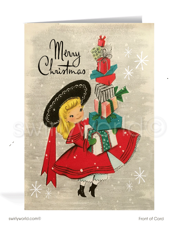 1940s - 1950s Retro Vintage Merry Christmas Holiday Cards for Women