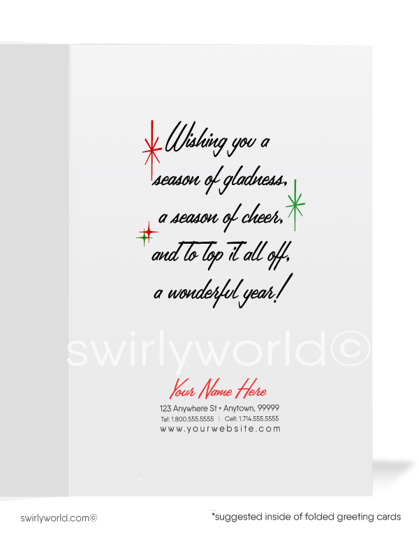 1950's style vintage Snowman couple retro mid-century modern Merry Christmas cards.