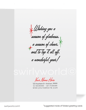 Vintage Christmas Card with 1950s Kitschy Snowman Couple in Festive Holiday Attire