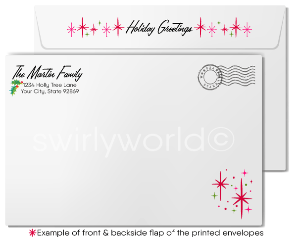 1960s Retro Mid-Century Atomic Mod Style Kitschy Puppy Dog Vintage Christmas Cards