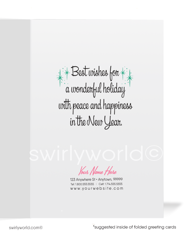 1950's mid-century modern vintage retro Christmas tree holiday cards.