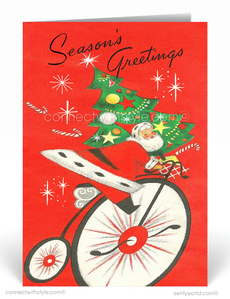 1950s Vintage Santa Claus Christmas Holiday Cards