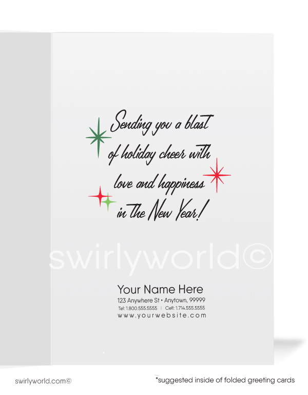 1960s Retro Modern Vintage Snowman Christmas Holiday Cards