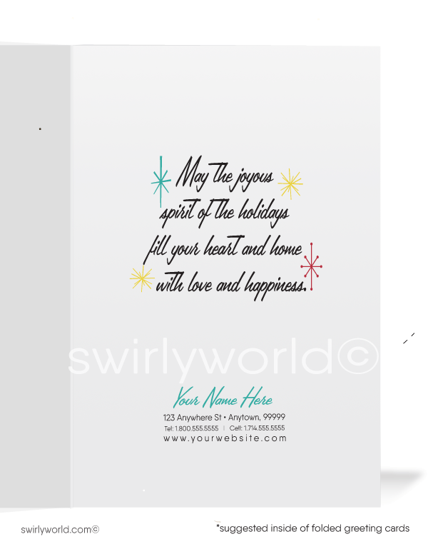 1950s Atomic Mid-Century Modern Vintage Retro Christmas Holiday Cards