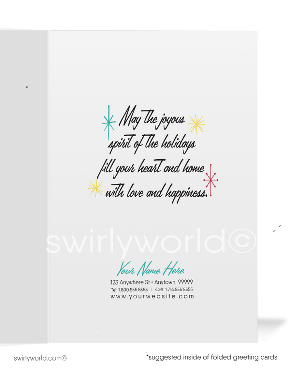 1950s Atomic Mid-Century Modern Vintage Retro Christmas Holiday Cards