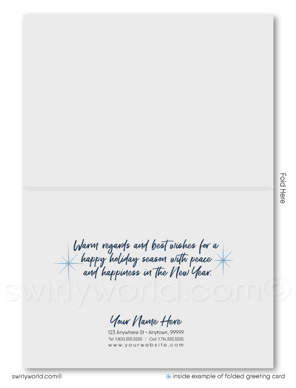 Rustic Watercolor Snow Scene Log Cabins Vintage Holiday Greeting Cards