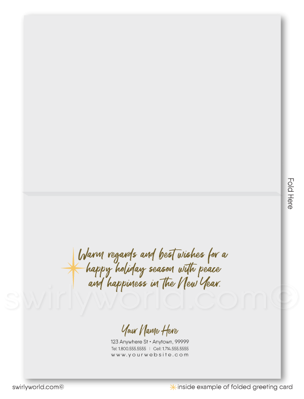 Vintage Rustic Watercolor Log Cabin Snow Winter Scene Holiday Cards.