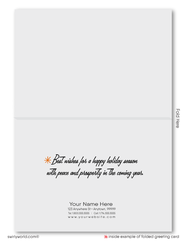 Celebrate the holidays with a vintage card featuring a 1960s mid-century modern cabin in the woods. Customizable retro design on premium matte stock!