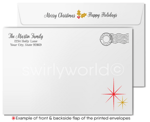 Traditional Glamour Red and Gold Merry Christmas Corporate Holiday Greeting Cards