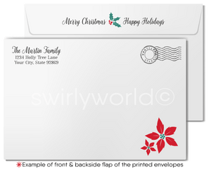 Traditional Botanical Wreath Merry Christmas Holiday Cards for Customers