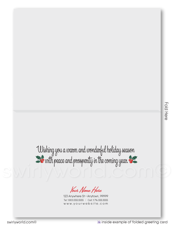 Retro Old Fashioned Art Deco Merry Christmas Holiday Cards for Customers