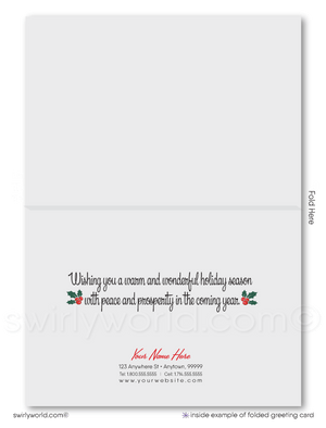 Retro Old Fashioned Art Deco Merry Christmas Holiday Cards for Customers