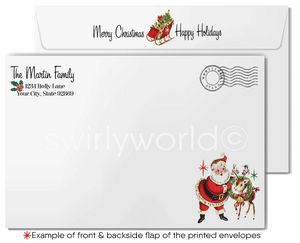 Retro Old Fashioned Art Deco Merry Christmas Holiday Cards for Customers
