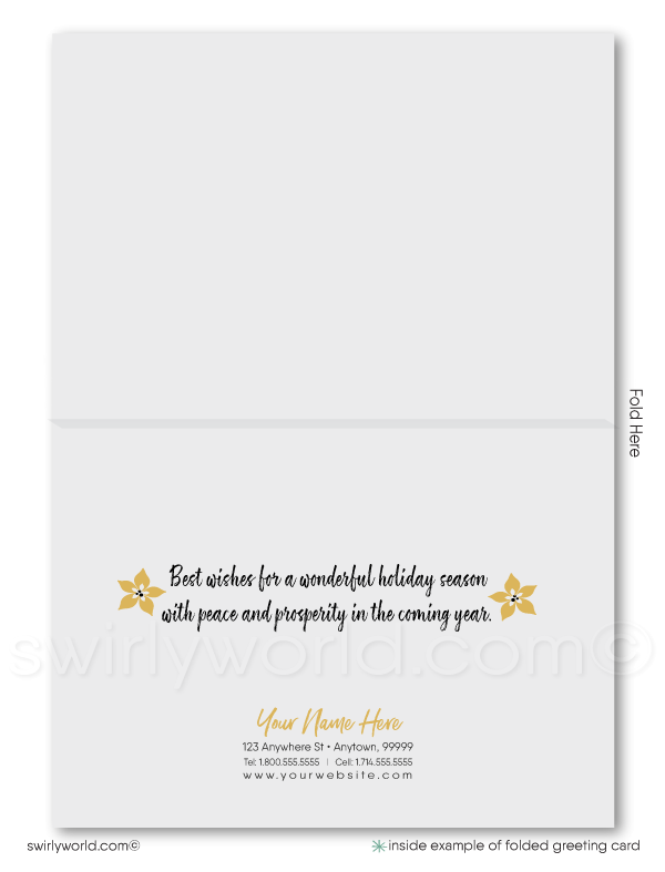 Gold and Black Elegant Business Corporate Holiday Cards for Clients