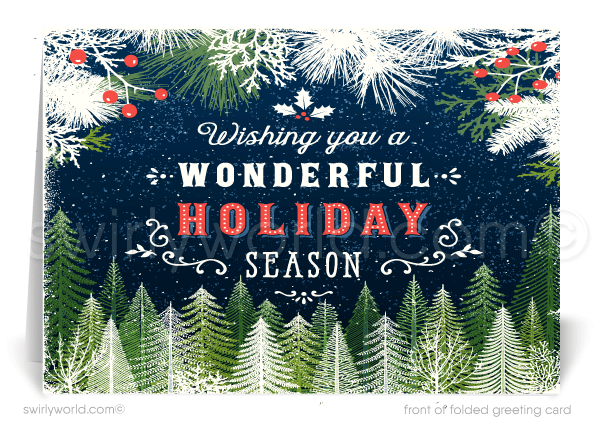 Business Christmas Tree Lot Season's Greetings Holiday Cards for Customers