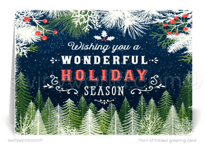Business Christmas Tree Lot Season's Greetings Holiday Cards for Customers