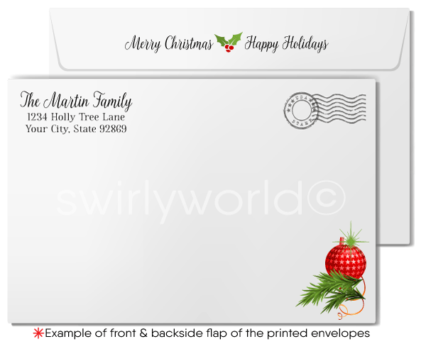 Traditional Retro Old Fashioned Merry Christmas Holiday Cards for Business Customers