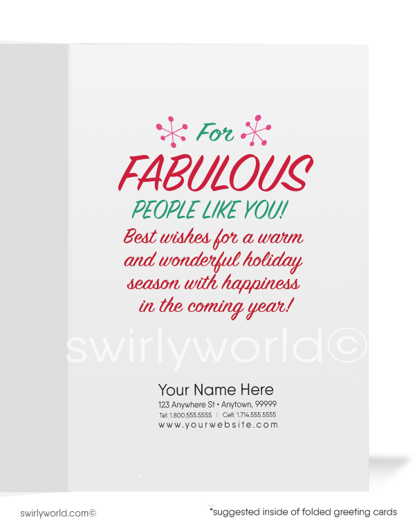 Cute Merry Christmas Company Holiday Greeting Cards for Realtor Woman in Business. Realtor client Christmas holiday greeting cards.