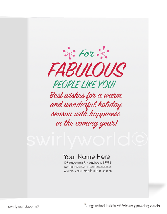 Cute Merry Christmas Company Holiday Greeting Cards for Realtor Woman in Business. Realtor client Christmas holiday greeting cards.