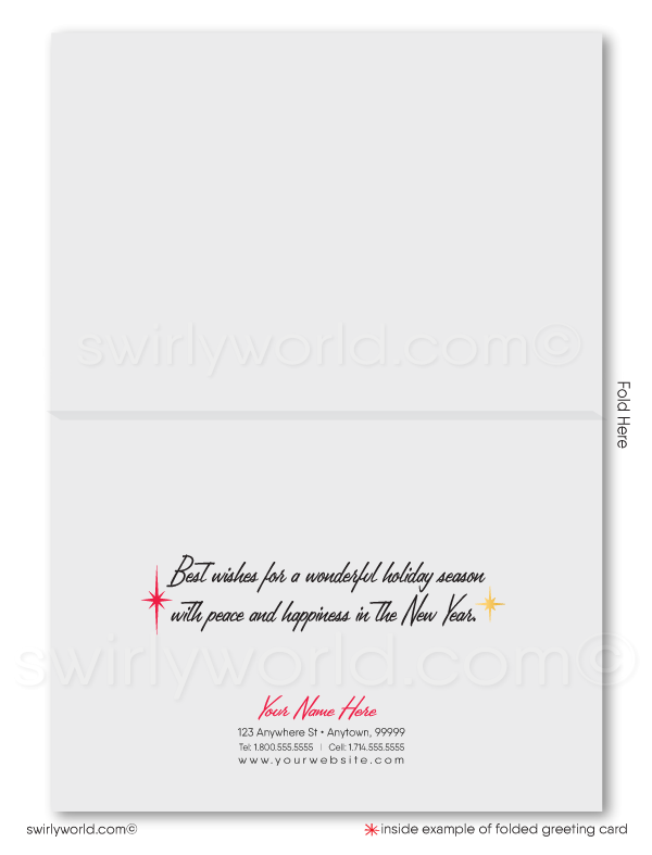 Retro Mid-Century Modern Vintage Style Santa Claus Merry Christmas Holiday Cards
