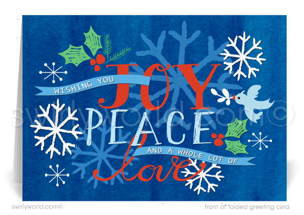 Traditional Whimsical Watercolor Business Customer Holiday Greeting Cards