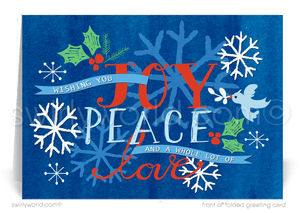 Traditional Whimsical Watercolor Business Customer Holiday Greeting Cards