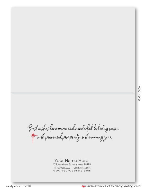 Traditional Winter Scene Neighborhood Houses Christmas Decorations Holiday Cards for Realtors.