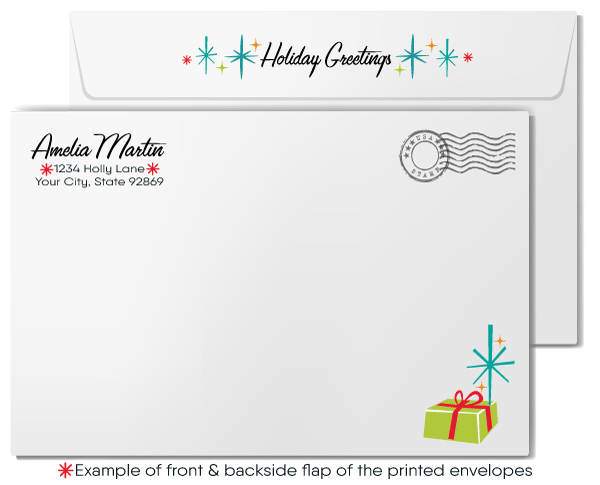 1960s Mid-Century Modern Eichler Home Interior Retro Starburst Christmas Cards