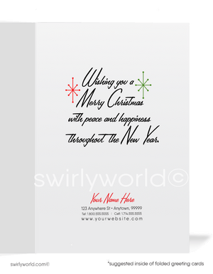 ntage 1950s-1960s Christmas Card - Mid-Century Poodle with Gifts for Retro Holiday Charm