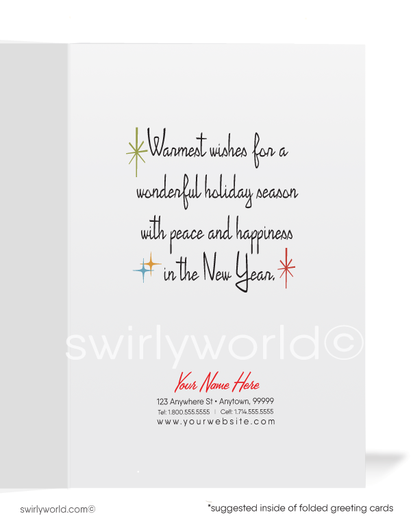 1950s Vintage Mid-Century Modern Retro Kitsch Snowman Christmas Holiday Cards.