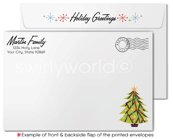 Vintage Mid-Century Christmas Card - 1950s-1960s Retro Snowman in Festive Holiday Spirit