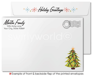 Vintage Mid-Century Christmas Card - 1950s-1960s Retro Snowman in Festive Holiday Spirit