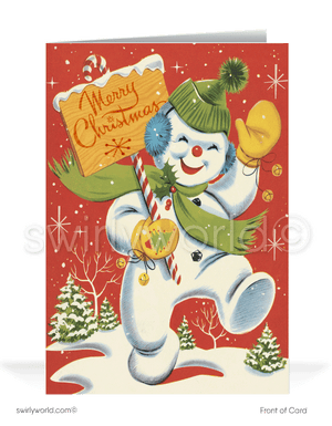 1950s Vintage Mid-Century Modern Retro Kitsch Snowman Christmas Holiday Cards.