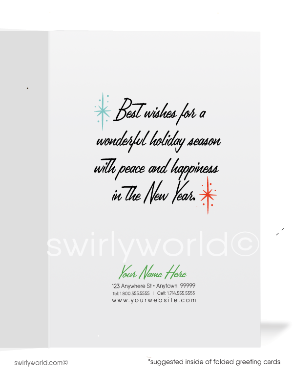 1950s Vintage Deer Mid-Century Style Christmas Retro Holiday Cards