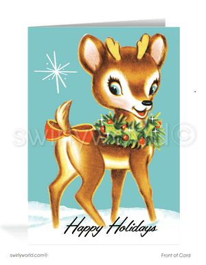 1950s Vintage Deer Mid-Century Style Christmas Retro Holiday Cards