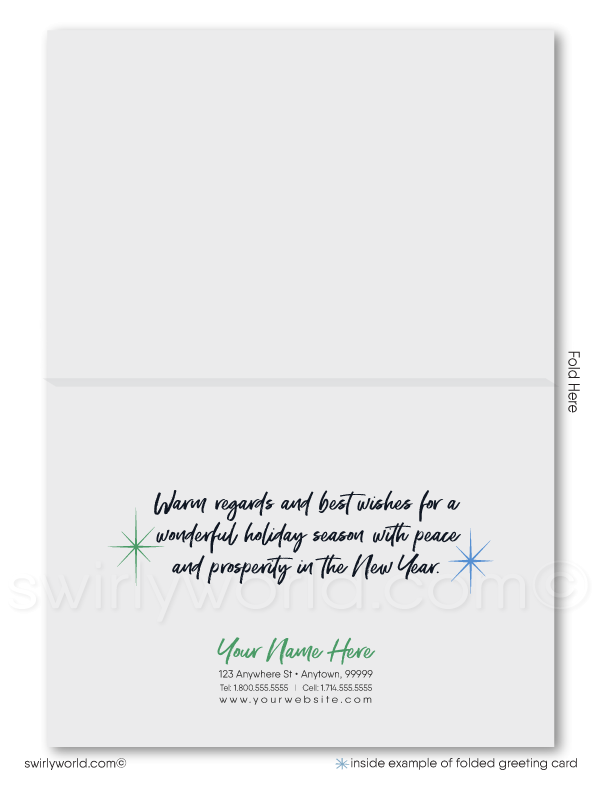 Rustic Watercolor Forest Trees Snow Nature Holiday Greeting Cards for Customers