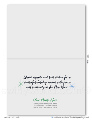 Rustic Watercolor Forest Trees Snow Nature Holiday Greeting Cards for Customers